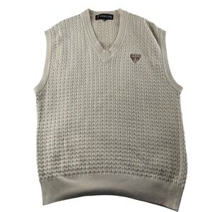 DIVOTS Players Edition Mens Cable Knit V Neck Golf Vest‎ Sweater Beige Worcester